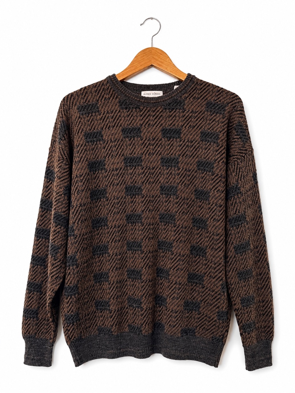 Vintage 90s Giorgio di Firenze Brown & Black Patterned Crewneck Sweater